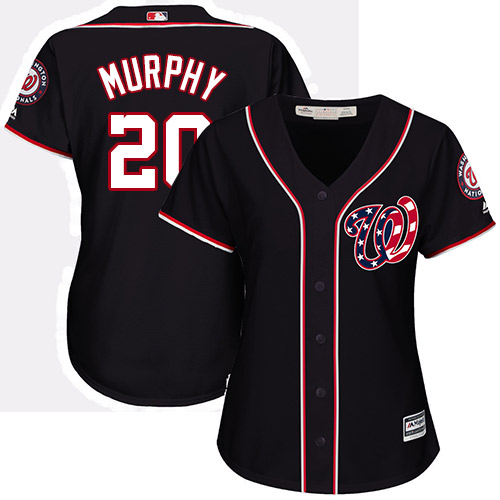 Nationals #20 Daniel Murphy Navy Blue Alternate Women's Stitched MLB Jersey